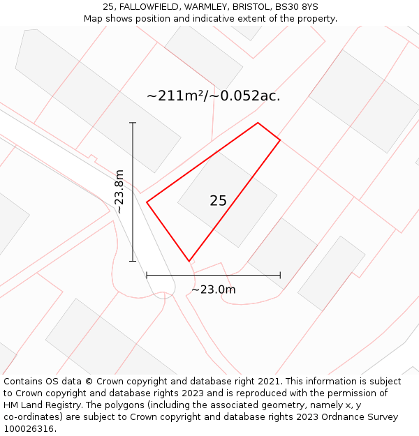 25, FALLOWFIELD, WARMLEY, BRISTOL, BS30 8YS: Plot and title map