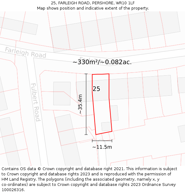 25, FARLEIGH ROAD, PERSHORE, WR10 1LF: Plot and title map