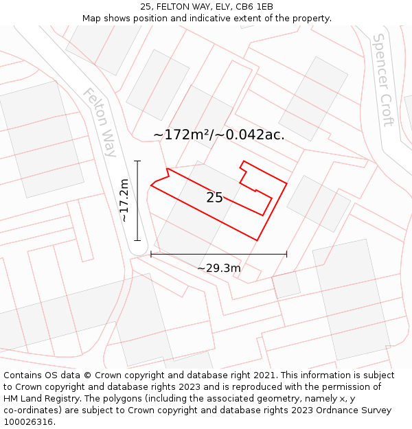 25, FELTON WAY, ELY, CB6 1EB: Plot and title map