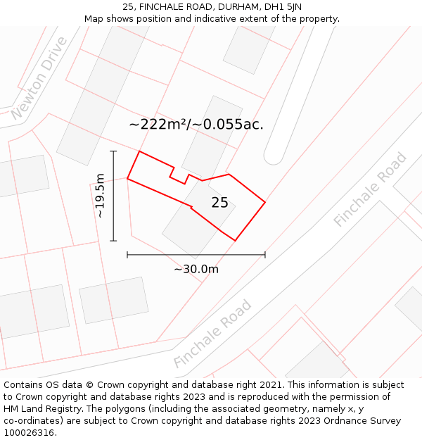 25, FINCHALE ROAD, DURHAM, DH1 5JN: Plot and title map