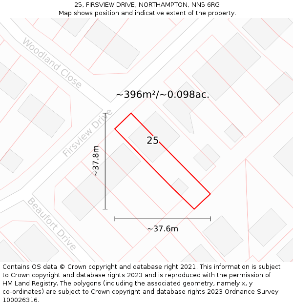 25, FIRSVIEW DRIVE, NORTHAMPTON, NN5 6RG: Plot and title map