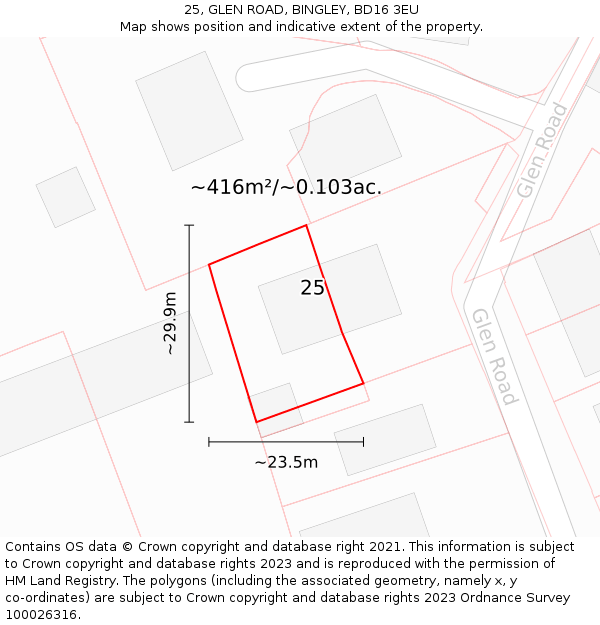 25, GLEN ROAD, BINGLEY, BD16 3EU: Plot and title map