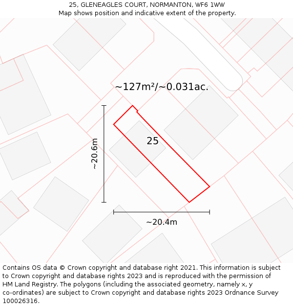 25, GLENEAGLES COURT, NORMANTON, WF6 1WW: Plot and title map