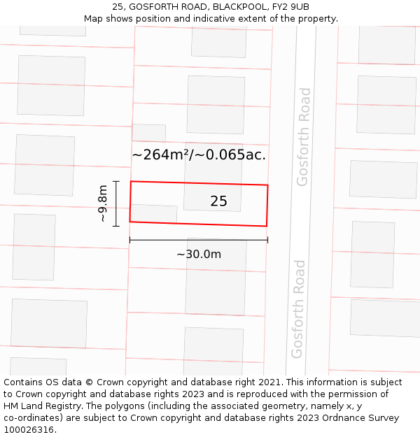 25, GOSFORTH ROAD, BLACKPOOL, FY2 9UB: Plot and title map