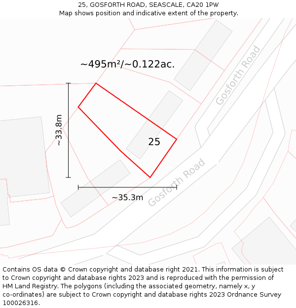 25, GOSFORTH ROAD, SEASCALE, CA20 1PW: Plot and title map