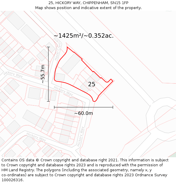 25, HICKORY WAY, CHIPPENHAM, SN15 1FP: Plot and title map