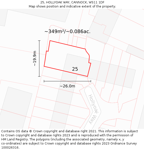 25, HOLLYOAK WAY, CANNOCK, WS11 1DF: Plot and title map