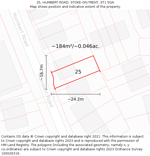 25, HUMBERT ROAD, STOKE-ON-TRENT, ST1 5GA: Plot and title map