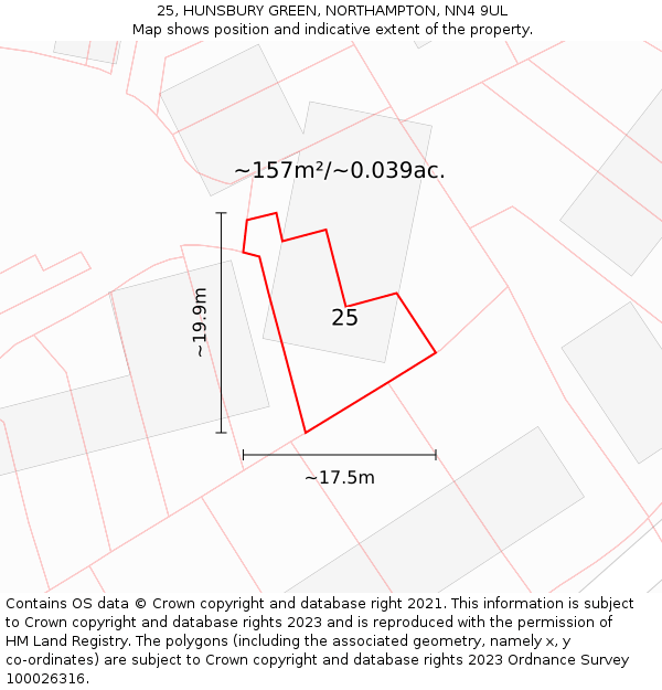 25, HUNSBURY GREEN, NORTHAMPTON, NN4 9UL: Plot and title map