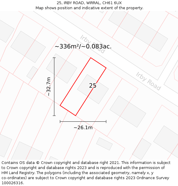 25, IRBY ROAD, WIRRAL, CH61 6UX: Plot and title map