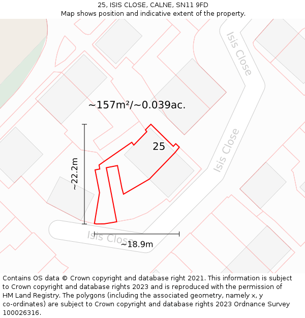 25, ISIS CLOSE, CALNE, SN11 9FD: Plot and title map