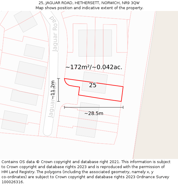 25, JAGUAR ROAD, HETHERSETT, NORWICH, NR9 3QW: Plot and title map