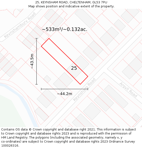 25, KEYNSHAM ROAD, CHELTENHAM, GL53 7PU: Plot and title map