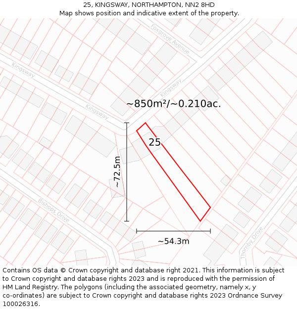 25, KINGSWAY, NORTHAMPTON, NN2 8HD: Plot and title map
