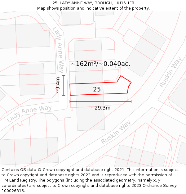 25, LADY ANNE WAY, BROUGH, HU15 1FR: Plot and title map