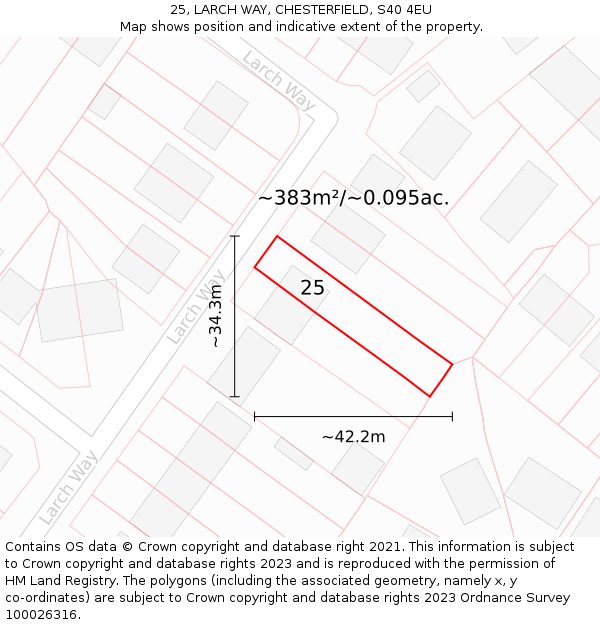 25, LARCH WAY, CHESTERFIELD, S40 4EU: Plot and title map