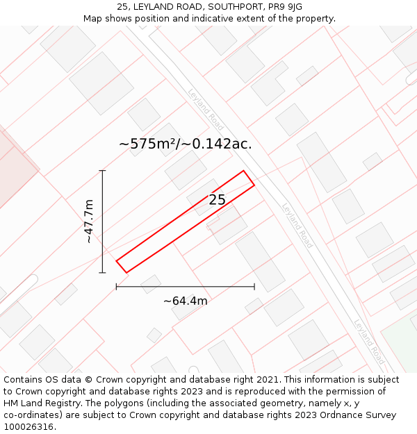 25, LEYLAND ROAD, SOUTHPORT, PR9 9JG: Plot and title map