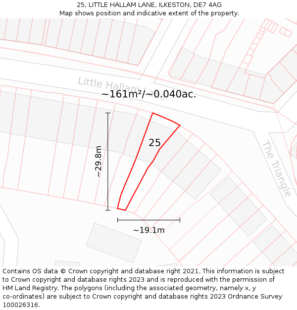 25, LITTLE HALLAM LANE, ILKESTON, DE7 4AG: Plot and title map