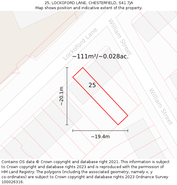 25, LOCKOFORD LANE, CHESTERFIELD, S41 7JA: Plot and title map