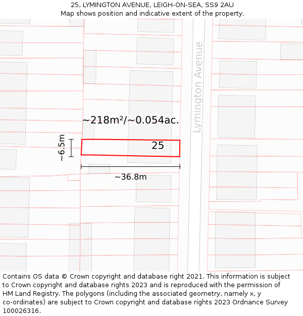 25, LYMINGTON AVENUE, LEIGH-ON-SEA, SS9 2AU: Plot and title map