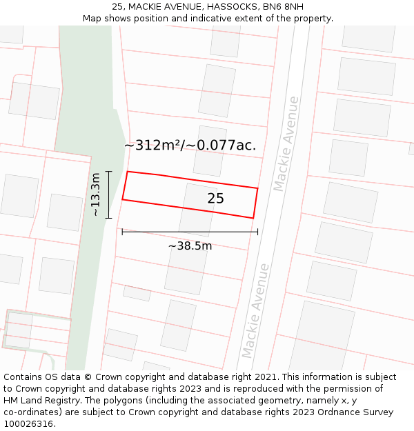 25, MACKIE AVENUE, HASSOCKS, BN6 8NH: Plot and title map