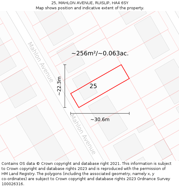 25, MAHLON AVENUE, RUISLIP, HA4 6SY: Plot and title map