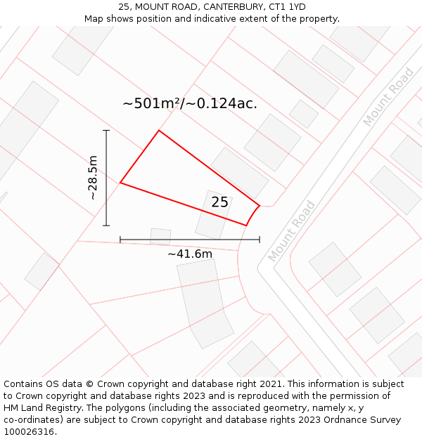 25, MOUNT ROAD, CANTERBURY, CT1 1YD: Plot and title map