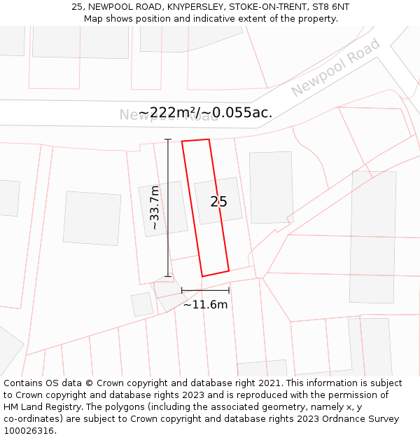 25, NEWPOOL ROAD, KNYPERSLEY, STOKE-ON-TRENT, ST8 6NT: Plot and title map