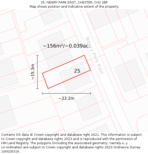 25, NEWRY PARK EAST, CHESTER, CH2 2BF: Plot and title map