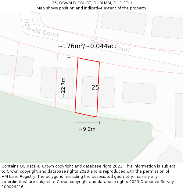 25, OSWALD COURT, DURHAM, DH1 3DH: Plot and title map