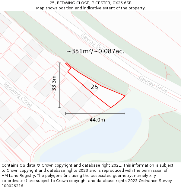 25, REDWING CLOSE, BICESTER, OX26 6SR: Plot and title map