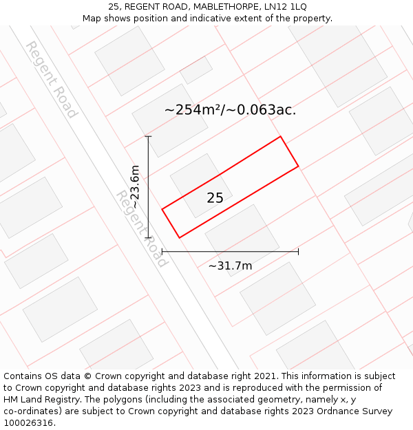 25, REGENT ROAD, MABLETHORPE, LN12 1LQ: Plot and title map