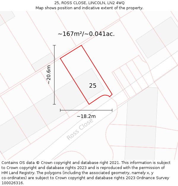 25, ROSS CLOSE, LINCOLN, LN2 4WQ: Plot and title map