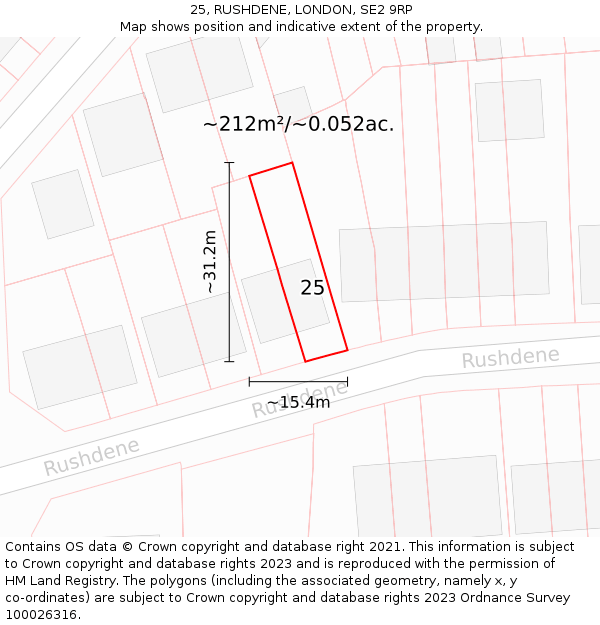 25, RUSHDENE, LONDON, SE2 9RP: Plot and title map