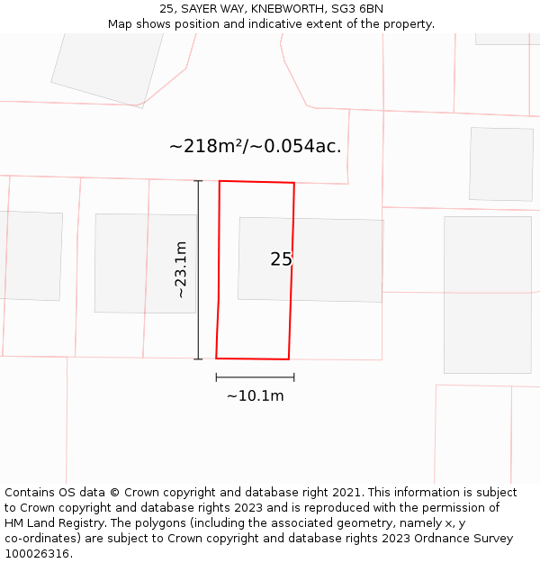 25, SAYER WAY, KNEBWORTH, SG3 6BN: Plot and title map