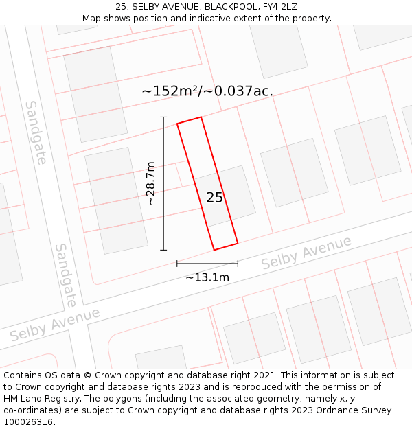 25, SELBY AVENUE, BLACKPOOL, FY4 2LZ: Plot and title map