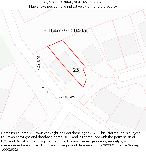 25, SOUTER DRIVE, SEAHAM, SR7 7WT: Plot and title map