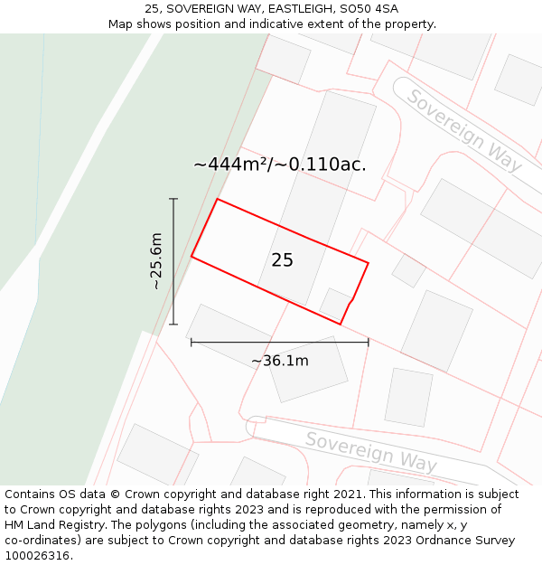 25, SOVEREIGN WAY, EASTLEIGH, SO50 4SA: Plot and title map