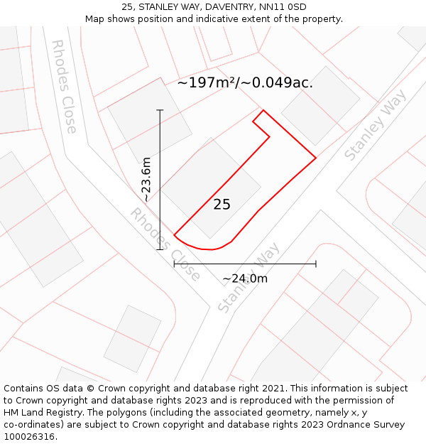 25, STANLEY WAY, DAVENTRY, NN11 0SD: Plot and title map