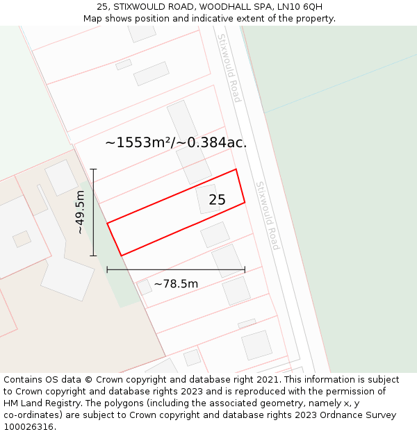 25, STIXWOULD ROAD, WOODHALL SPA, LN10 6QH: Plot and title map