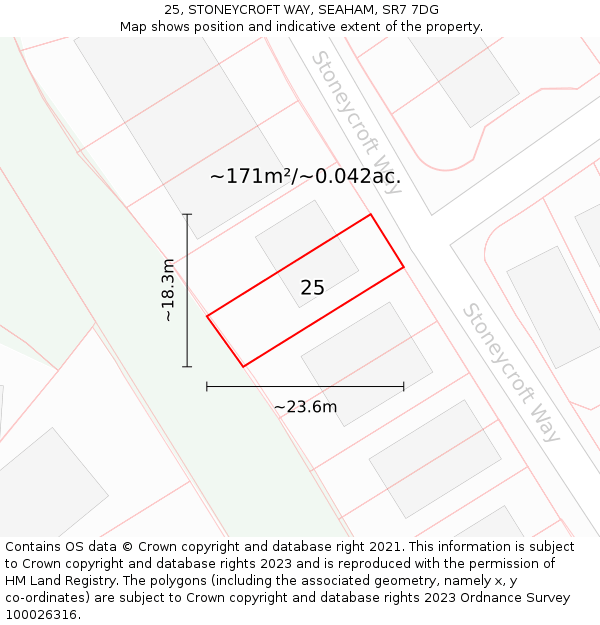 25, STONEYCROFT WAY, SEAHAM, SR7 7DG: Plot and title map