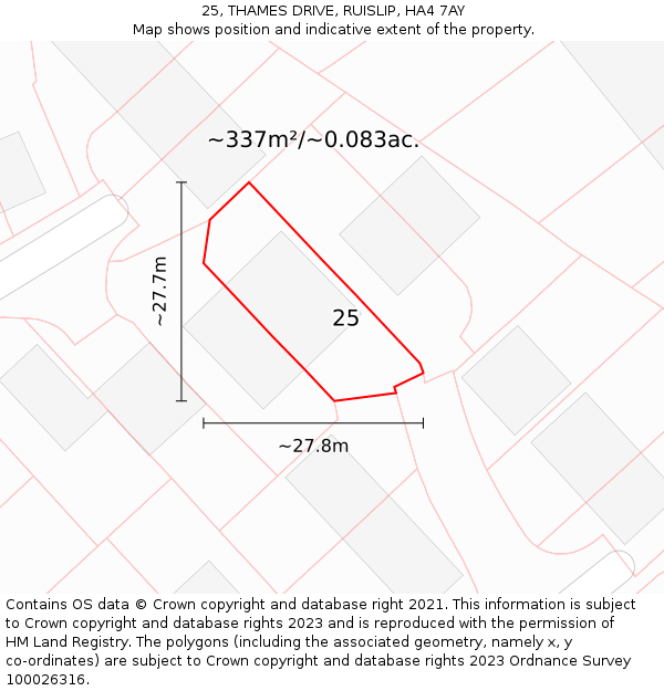 25, THAMES DRIVE, RUISLIP, HA4 7AY: Plot and title map