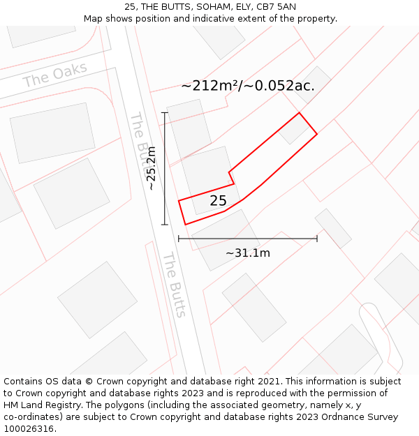 25, THE BUTTS, SOHAM, ELY, CB7 5AN: Plot and title map