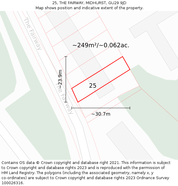 25, THE FAIRWAY, MIDHURST, GU29 9JD: Plot and title map