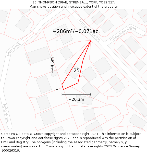 25, THOMPSON DRIVE, STRENSALL, YORK, YO32 5ZN: Plot and title map