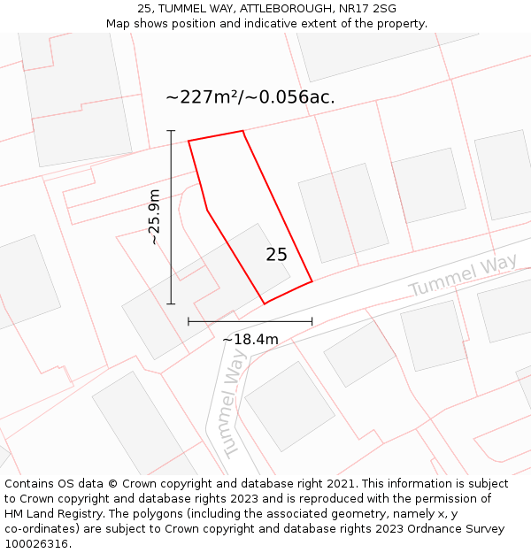 25, TUMMEL WAY, ATTLEBOROUGH, NR17 2SG: Plot and title map