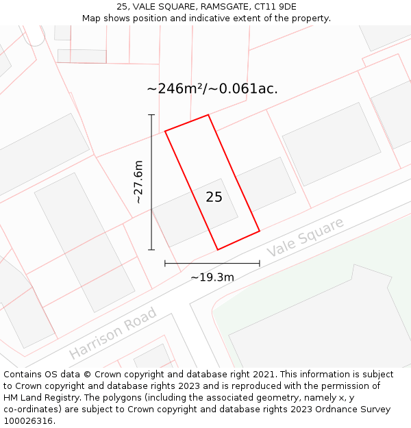 25, VALE SQUARE, RAMSGATE, CT11 9DE: Plot and title map