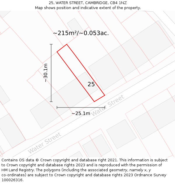 25, WATER STREET, CAMBRIDGE, CB4 1NZ: Plot and title map