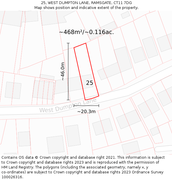 25, WEST DUMPTON LANE, RAMSGATE, CT11 7DG: Plot and title map