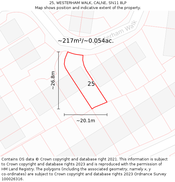 25, WESTERHAM WALK, CALNE, SN11 8LP: Plot and title map